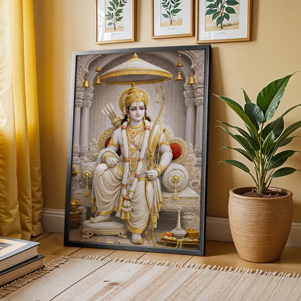 Wall Art of Sree Ram on Throne – 14 x 21 Inch